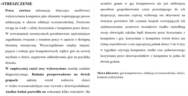 Streszczenie pracy o grach komputerowych i edukacji wczesnoszkolnej. Jak napisać streszczenie? Analiza wpływu gier na dzieci i kontrola rodzicielska.