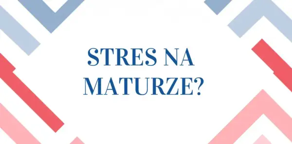 Stres na maturze? To pytanie towarzyszy wielu maturzystom. Grafika z pytaniem o stres na maturze, w tle kolorowe geometryczne wzory.