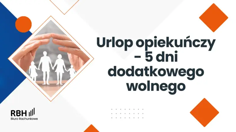 Ręce chroniące sylwetki rodziny, symbolizujące urlop opiekuńczy. 5 dni dodatkowego wolnego.